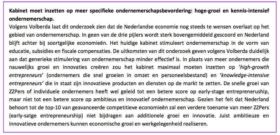 Conclusie advies in onderzoek Ondernemerschap in Nederland blijft achter van RSM en World Economic Forum